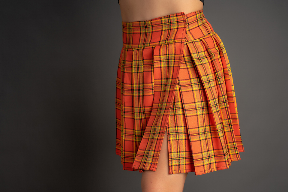 MICRO MINI Skirt Plaid Pleated (Orange)